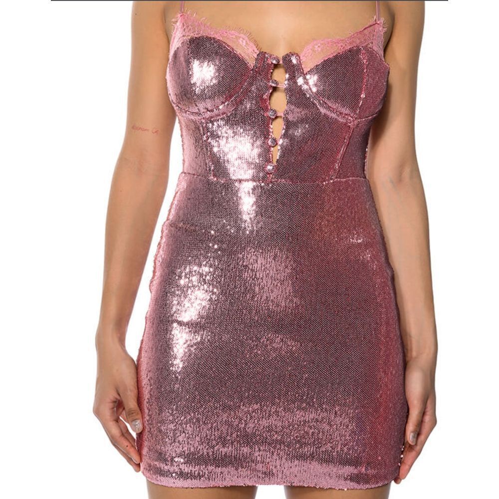 Akira BRIELLA SEQUIN SPAGHETTI STRAP MINI DRESS, size M - Picture 4 of 7